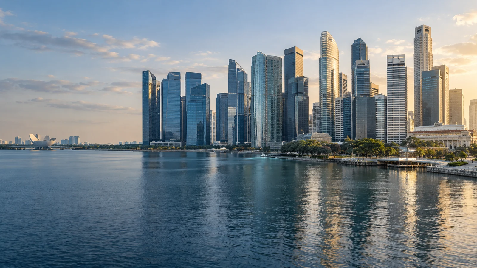 Distrito empresarial e litoral inspirados em Singapura — imagem ilustrativa